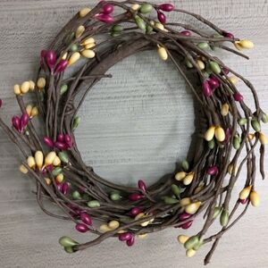 3-1/2" Country Garden Pipberry Candle Ring Wreath Decor